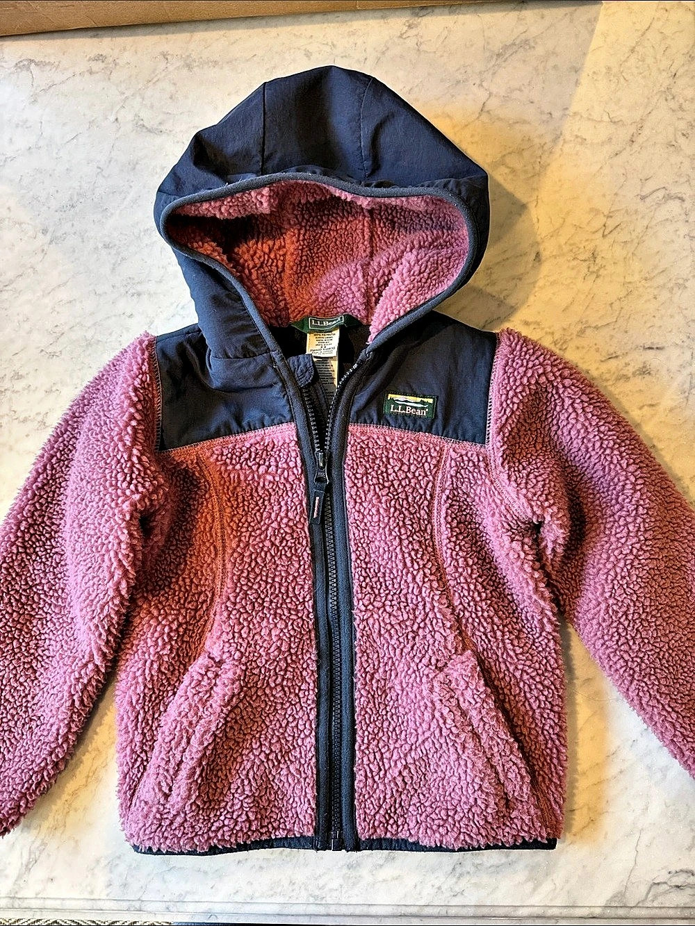 L.L.Bean Kids Sherpa Fleece Hooded Jacket Girls